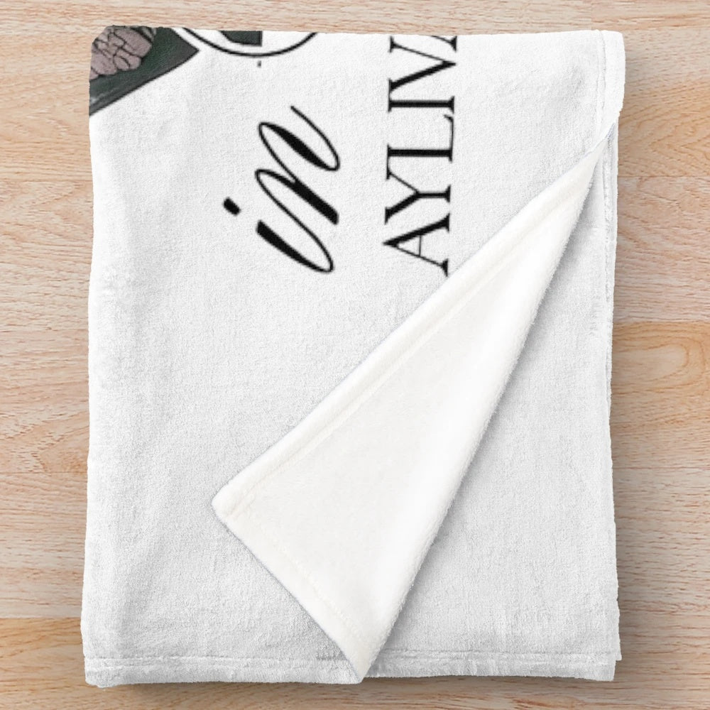 Plush blanket featuring the name and artwork of German pop singer Ayliva