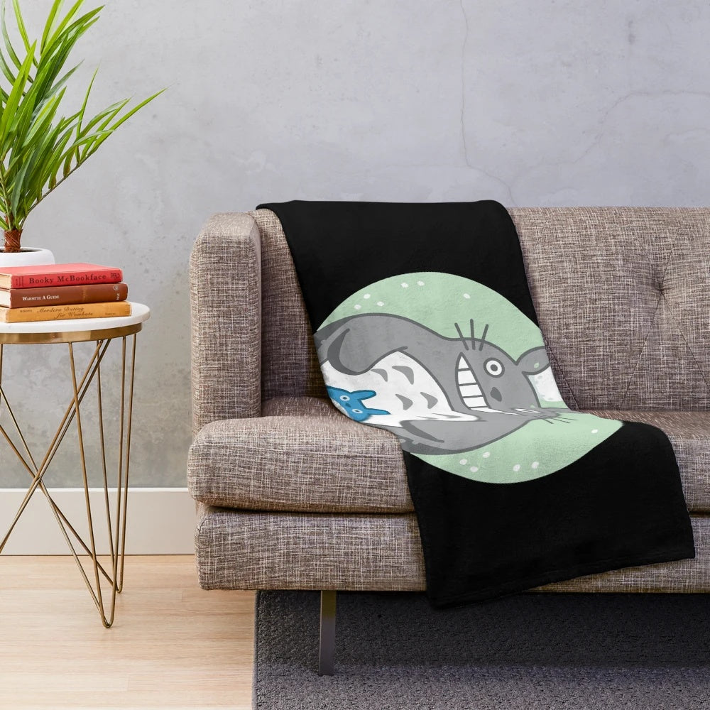 Plush blanket featuring characters from the beloved anime films of Studio Ghibli
