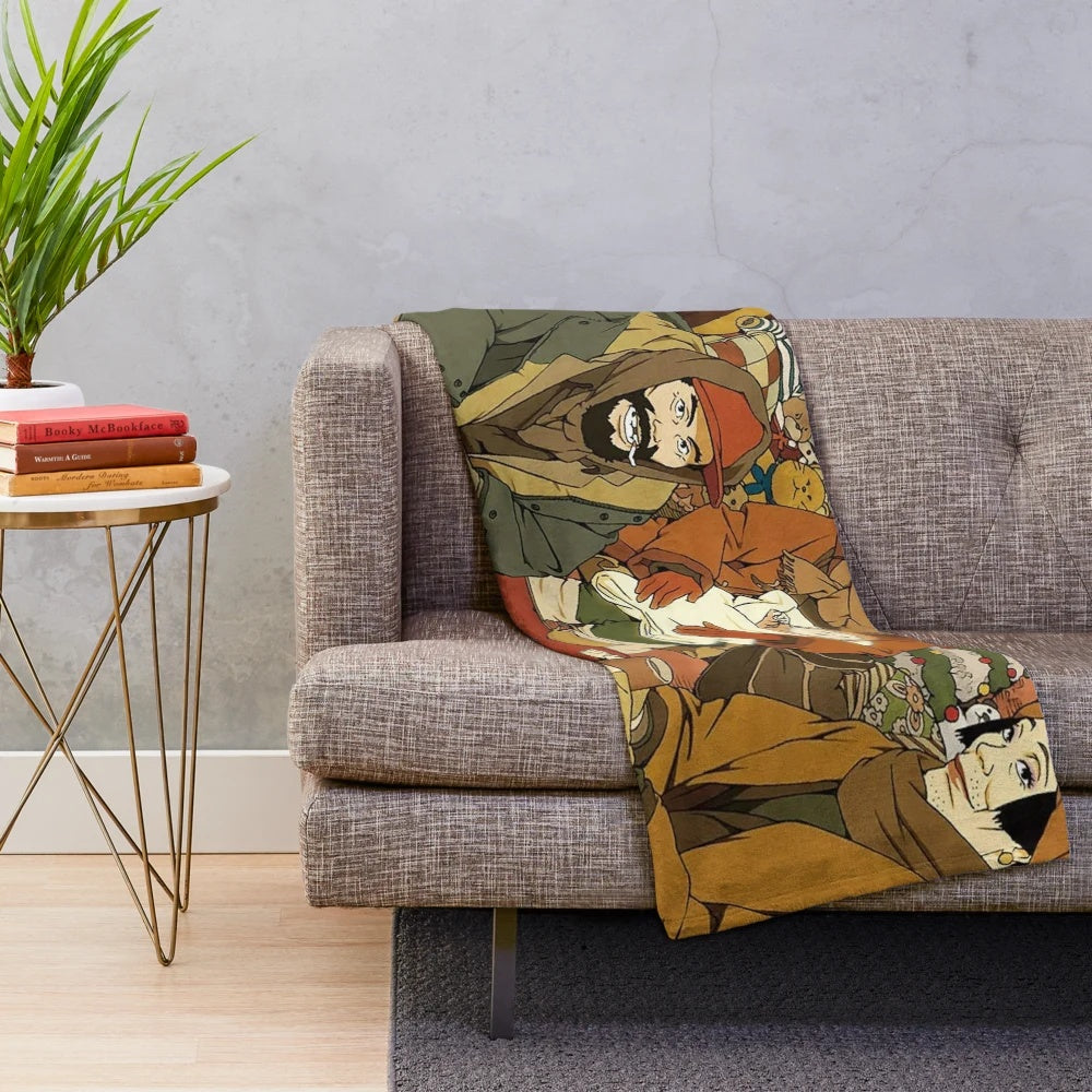 Plush blanket featuring anime-inspired design