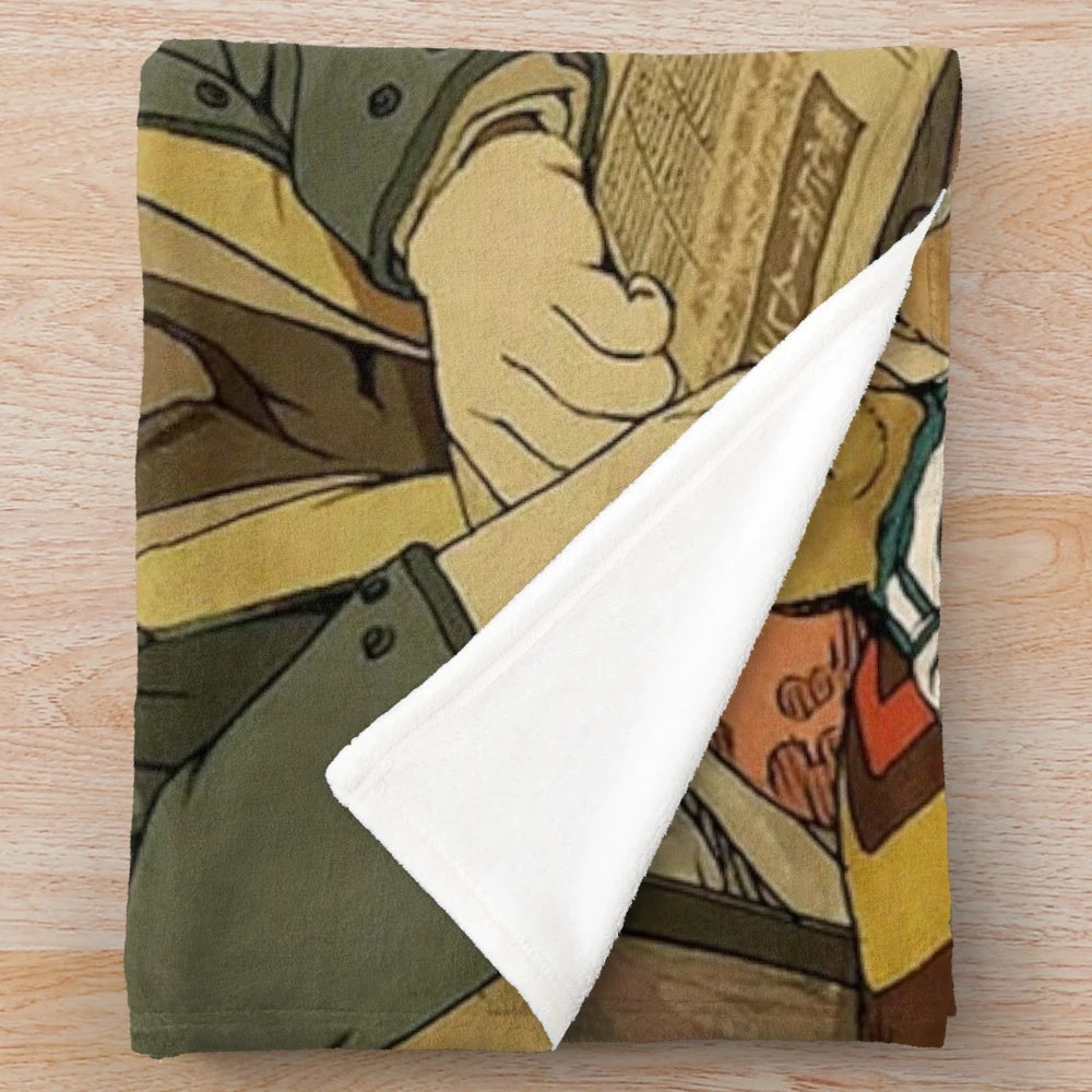 Plush blanket featuring anime-inspired design