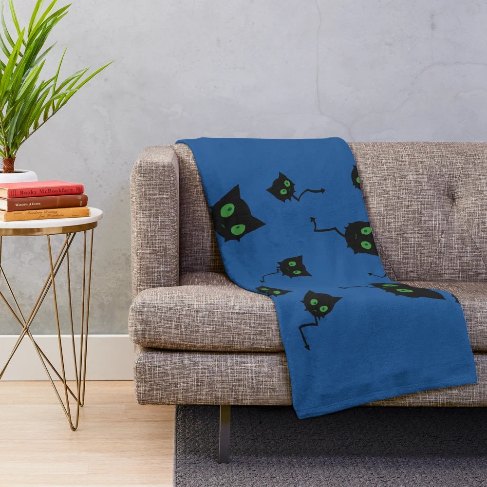 Blue Exorcist inspired plush blanket featuring coal tar designs