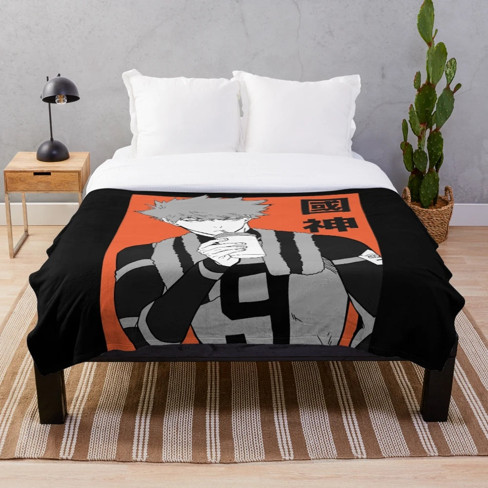 Plush blanket featuring Rensuke Kunigami from the anime Blue Lock