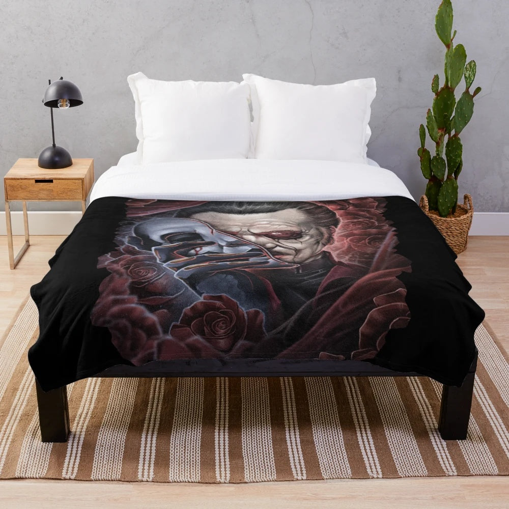 Cardinal Copia plush blanket featuring the supernatural imagery of the Ghost band
