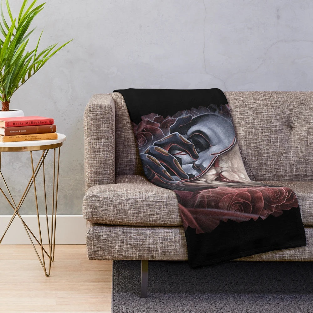 Cardinal Copia plush blanket featuring the supernatural imagery of the Ghost band