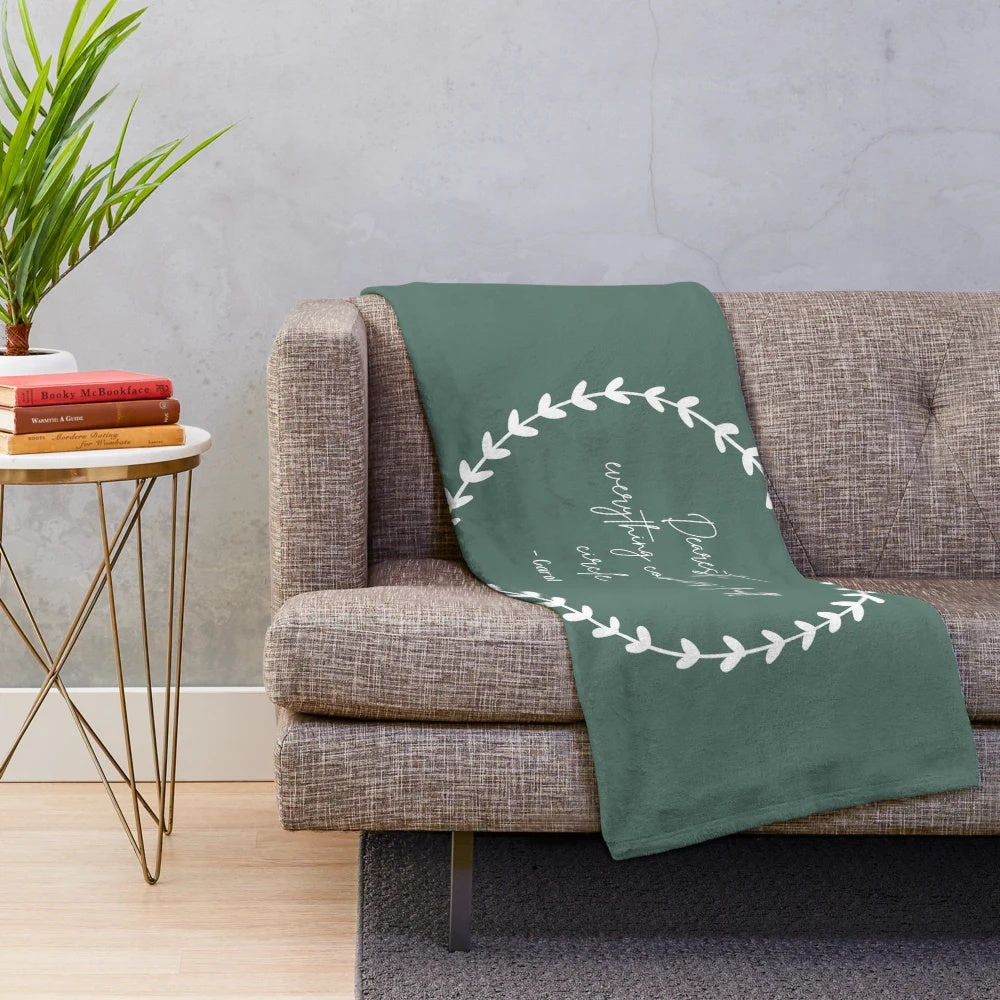 Plush blanket featuring quotes and design inspired by Cate Blanchett's films