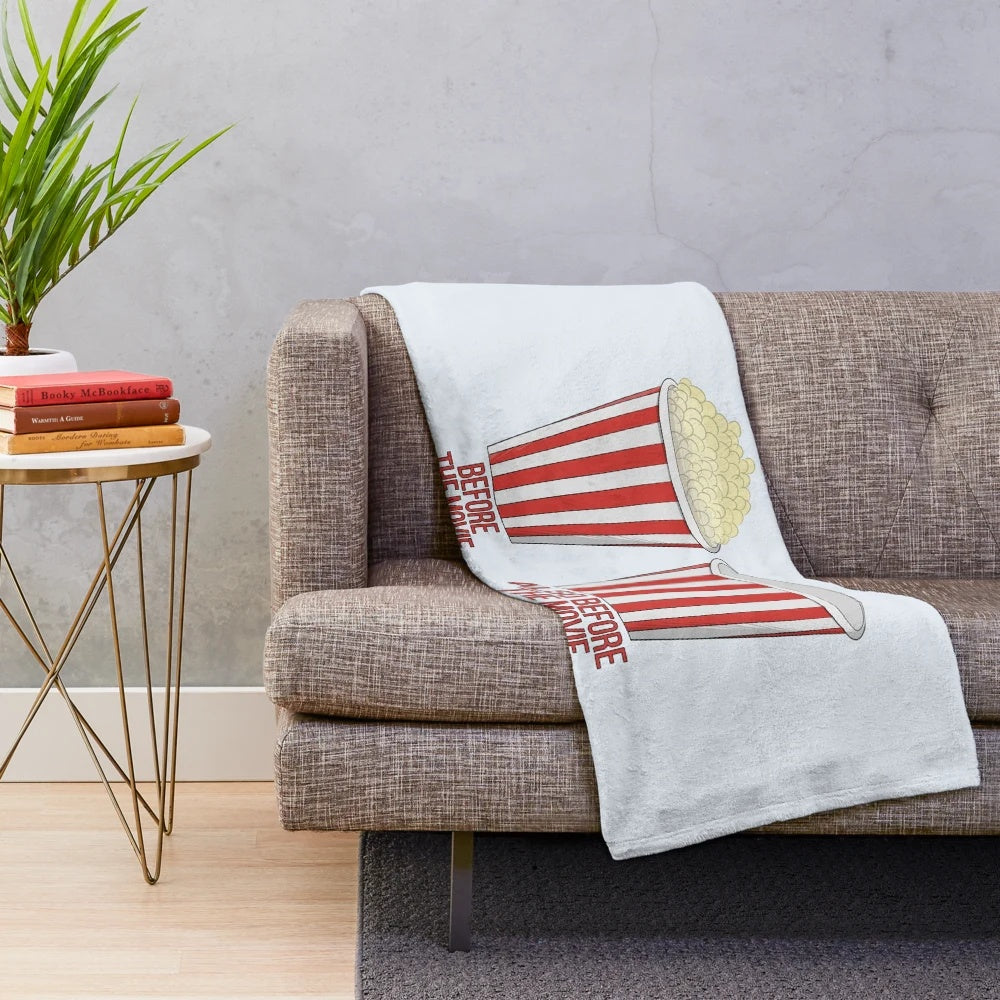 Plush blanket with cinema popcorn design