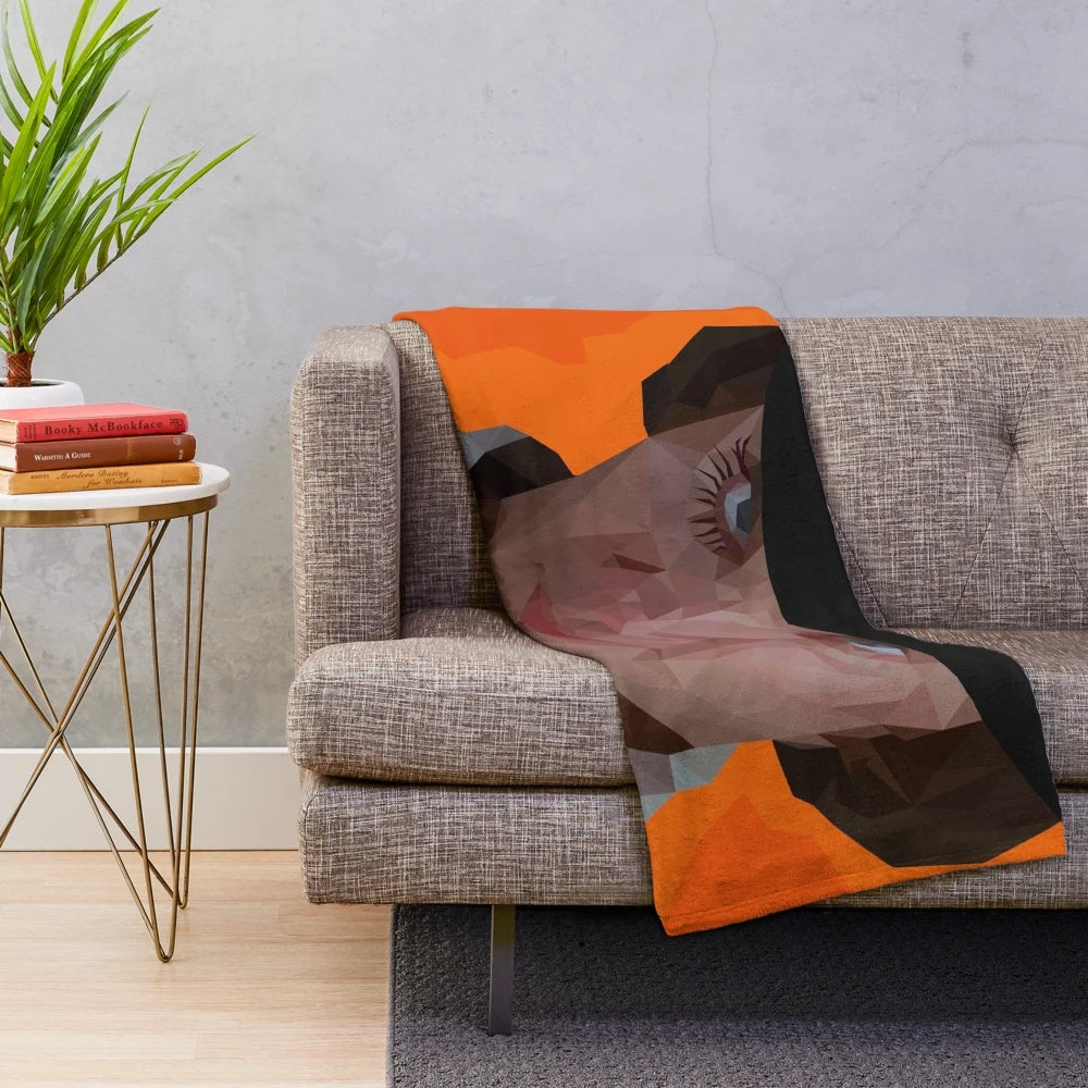Plush blanket featuring a digital art design inspired by the iconic film "A Clockwork Orange" by Stanley Kubrick