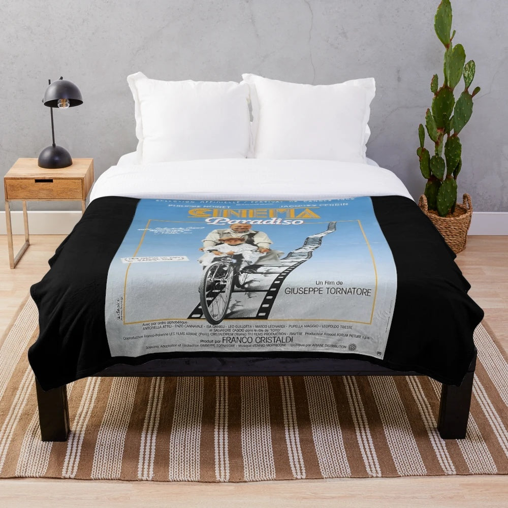 Plush blanket featuring classic movie 'Cinema Paradiso' imagery and design