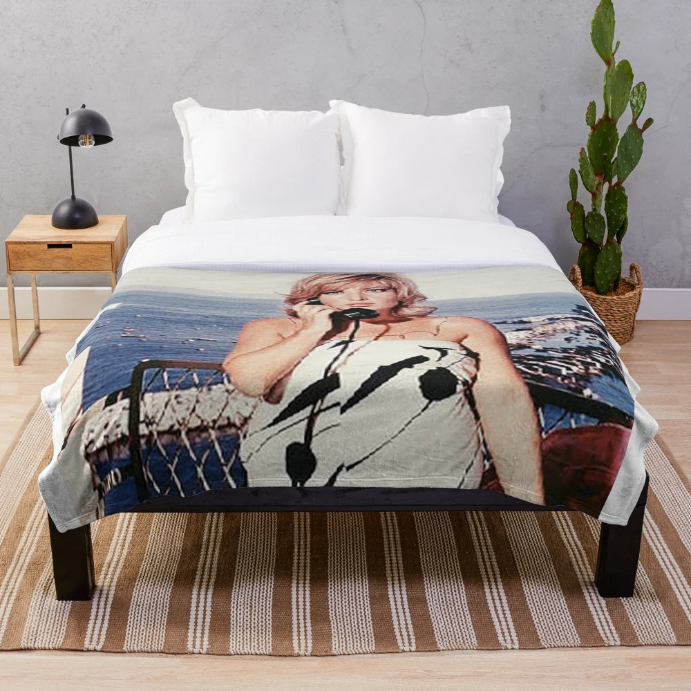 Plush blanket featuring the iconic Italian actress Monica Vitti