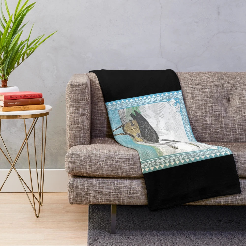 Soft plush blanket featuring guitar music and country folk design