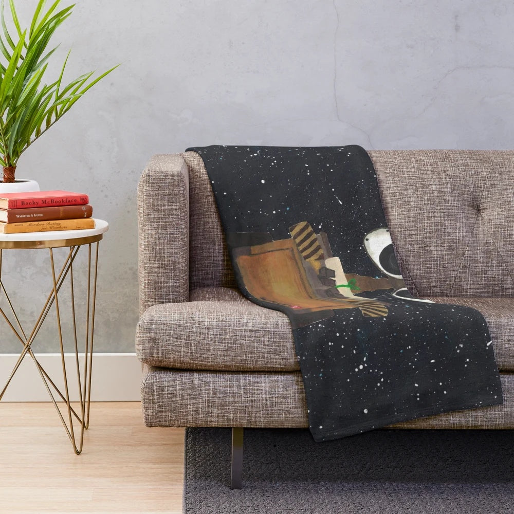 Plush blanket with Wall-E and EVE design