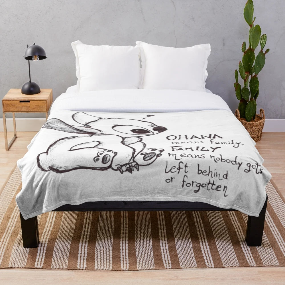 Soft, cuddly plush blanket featuring the iconic characters Lilo and Stitch from the Disney animated film