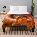 Plush blanket featuring a lion design with a mane and full moon backdrop