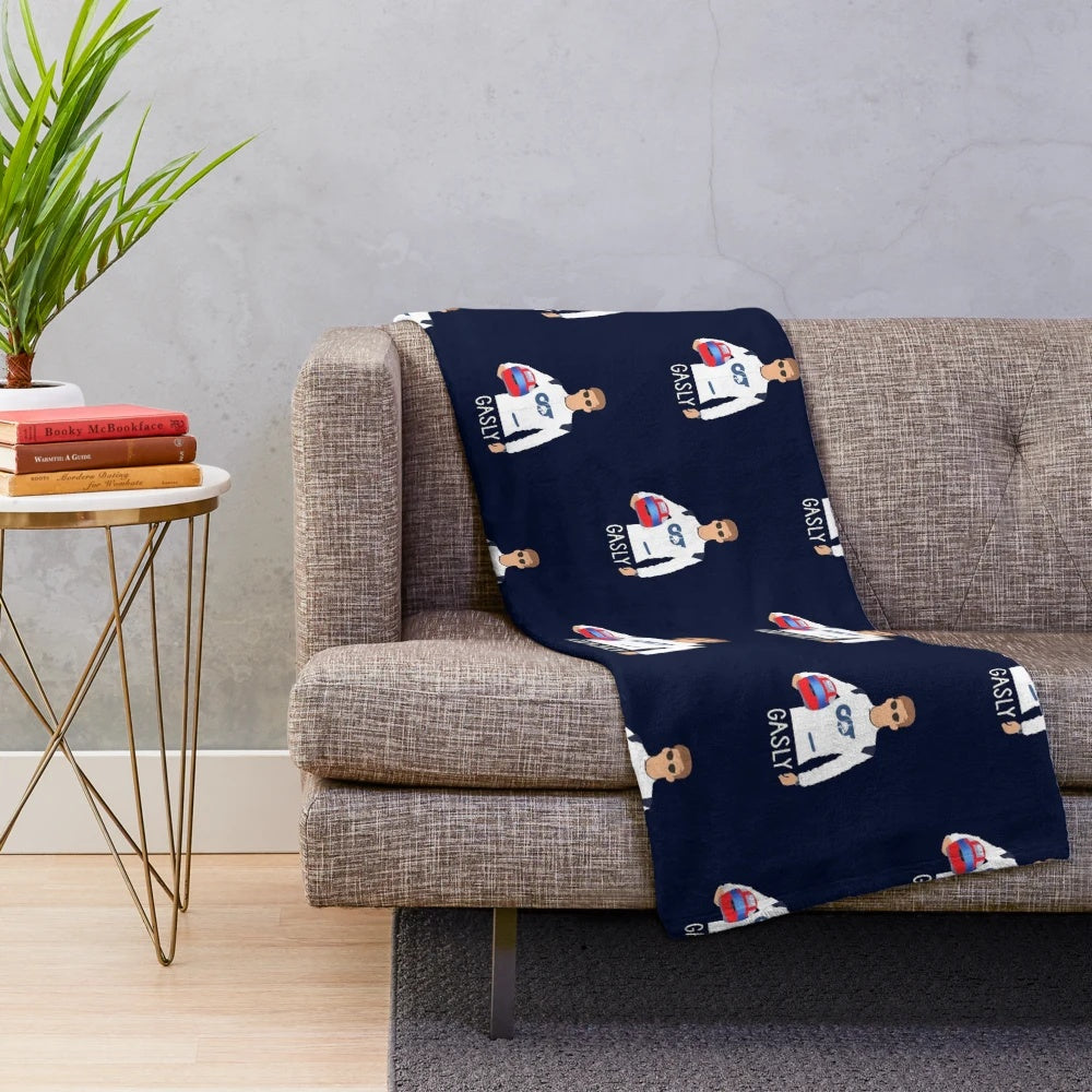 Plush blanket with image of F1 driver Pierre Gasly