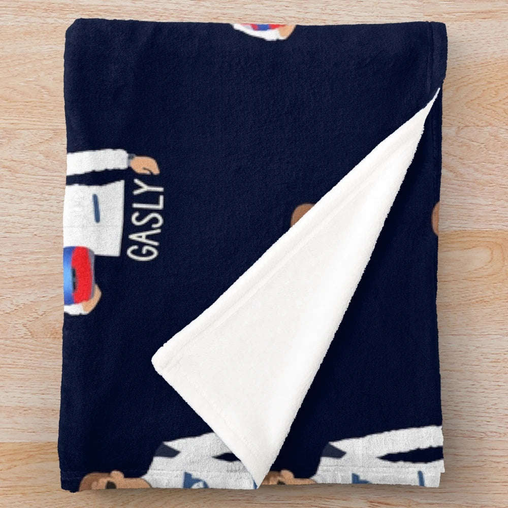 Plush blanket with image of F1 driver Pierre Gasly