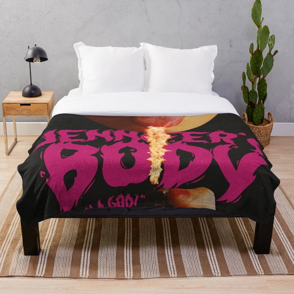 Plush blanket with a movie-inspired feminist design