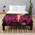 Plush blanket with a movie-inspired feminist design