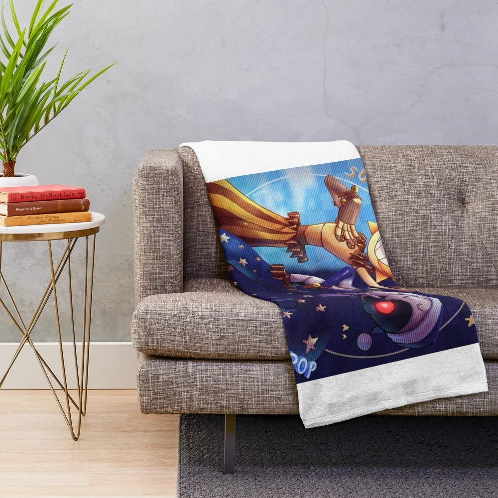 Plush blanket featuring Moondrop and Sunnydrop from FNAF Security Breach