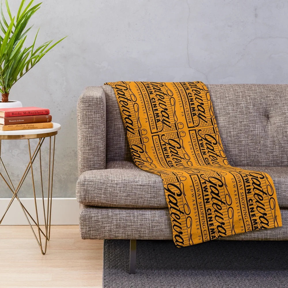 Plush blanket featuring the iconic Gateway Cinema in Edwardsville, PA