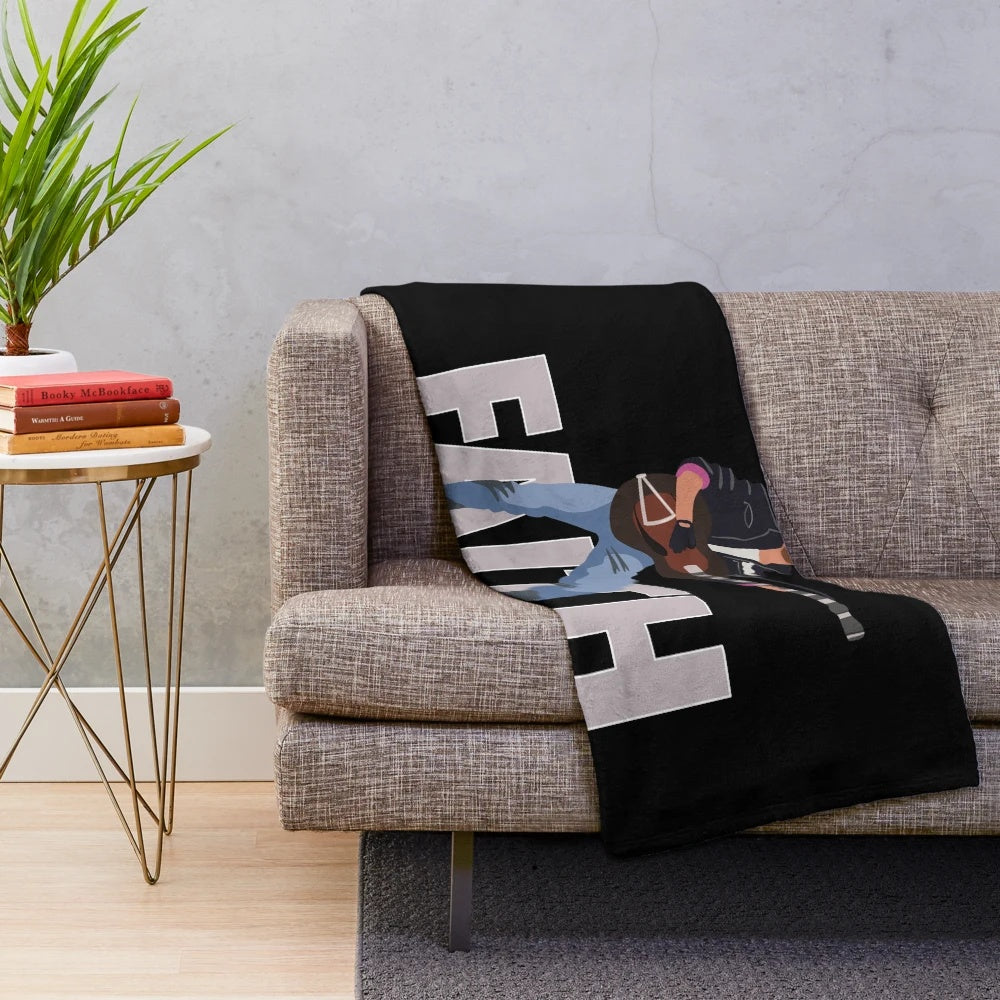 Plush blanket with George Michael and WHAM inspired design