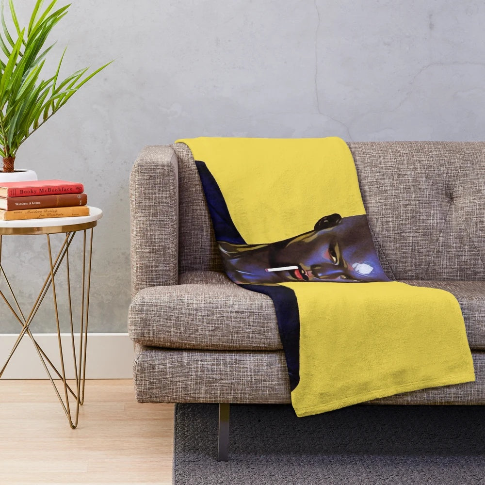 Plush blanket featuring retro pop art design inspired by Grace Jones