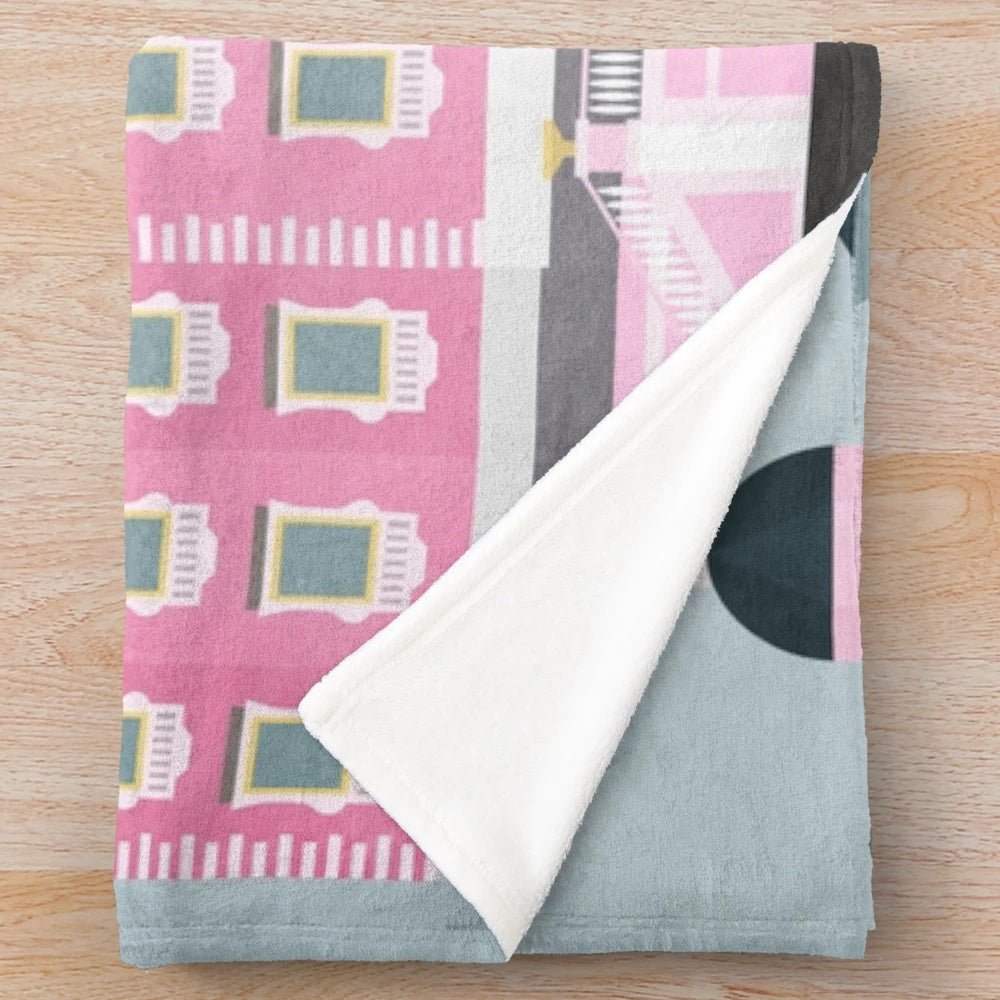 Grand Budapest Hotel inspired plush blanket with minimalist design