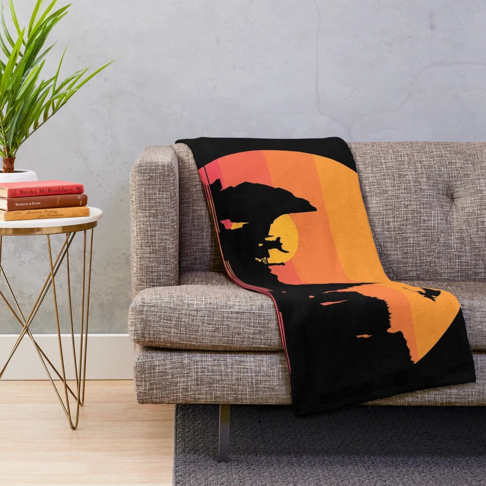 Plush throw blanket featuring the Night Fury dragon and characters from How to Train Your Dragon