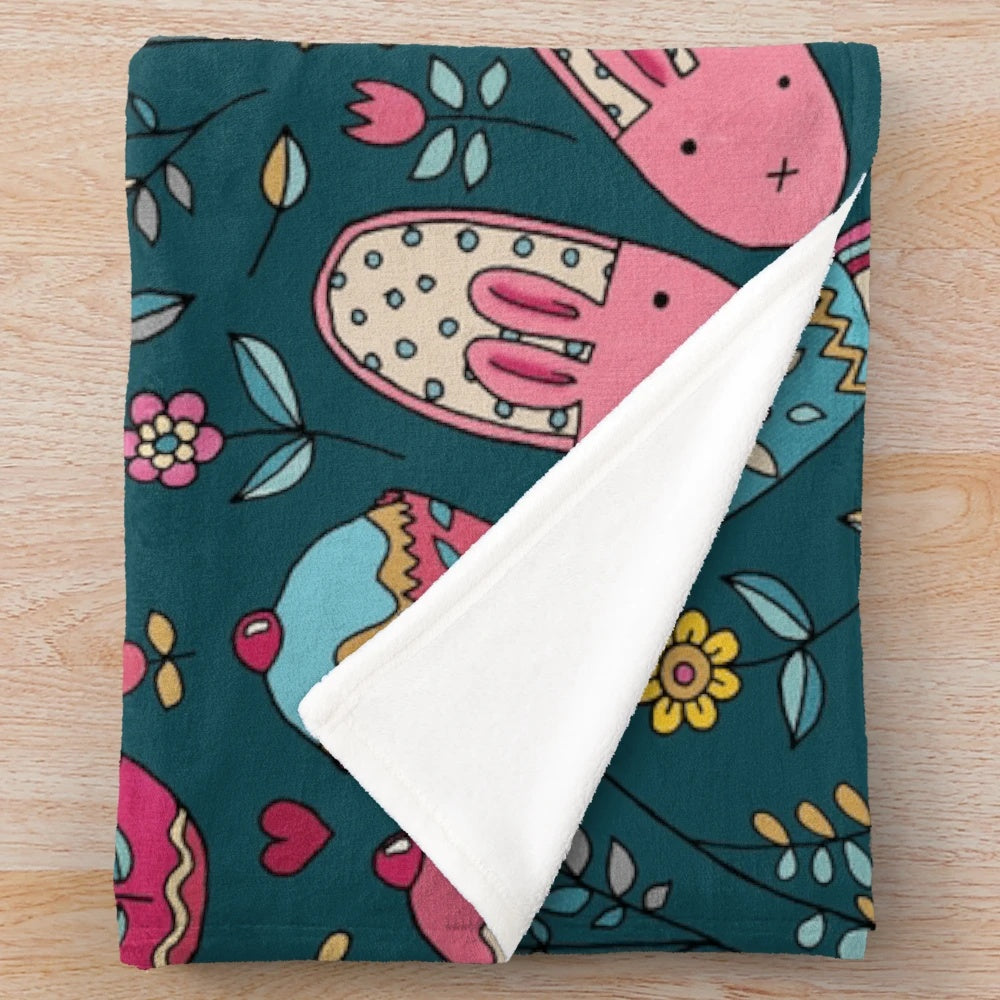 Cozy plush blanket with a cat and hygge inspired design