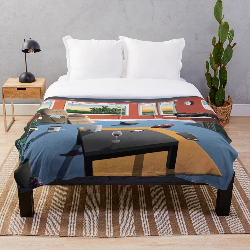 Plush blanket with soft, cozy design inspired by indie band Hippo Campus