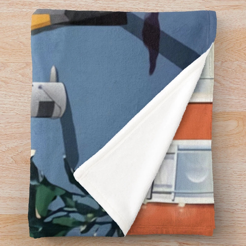 Plush blanket with soft, cozy design inspired by indie band Hippo Campus