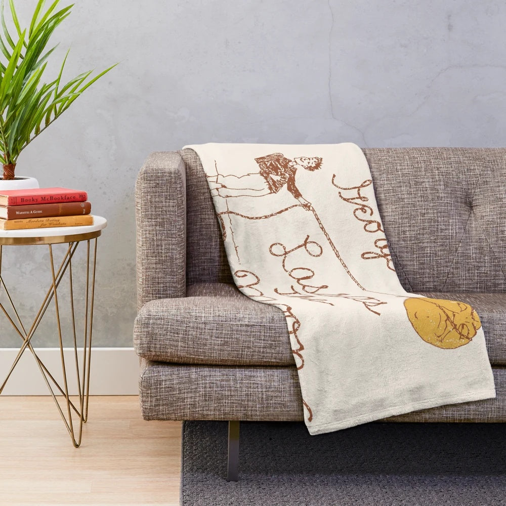 Plush blanket with "It's a Wonderful Life" themed design