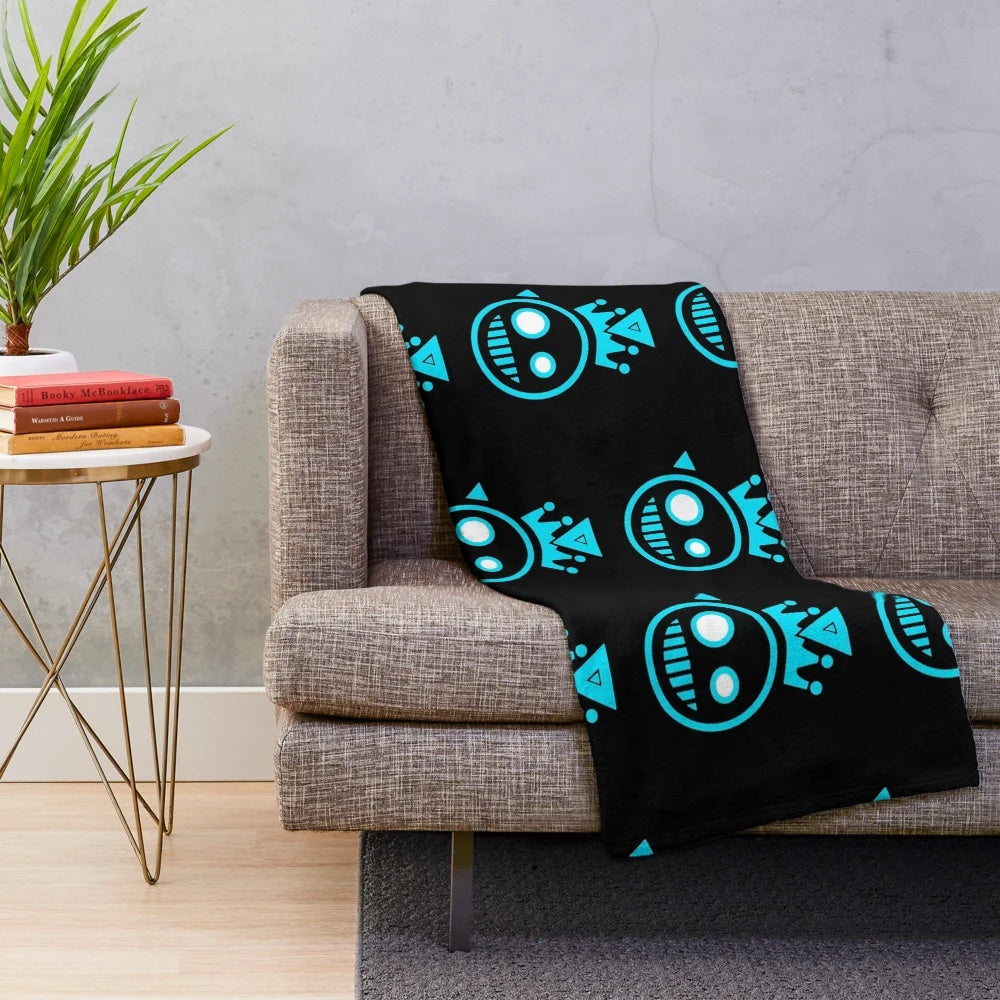 Plush blanket featuring the Blixer boss character from the video game Just Shapes and Beats