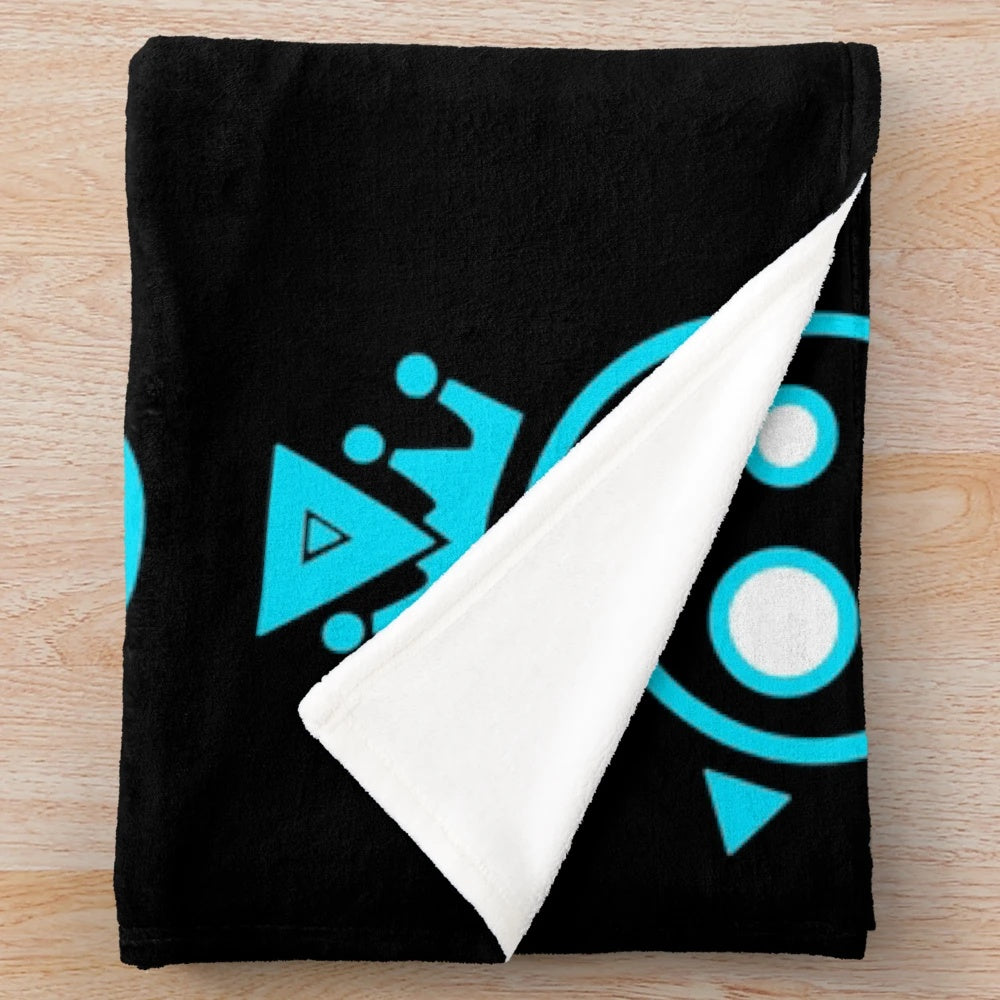 Plush blanket featuring the Blixer boss character from the video game Just Shapes and Beats