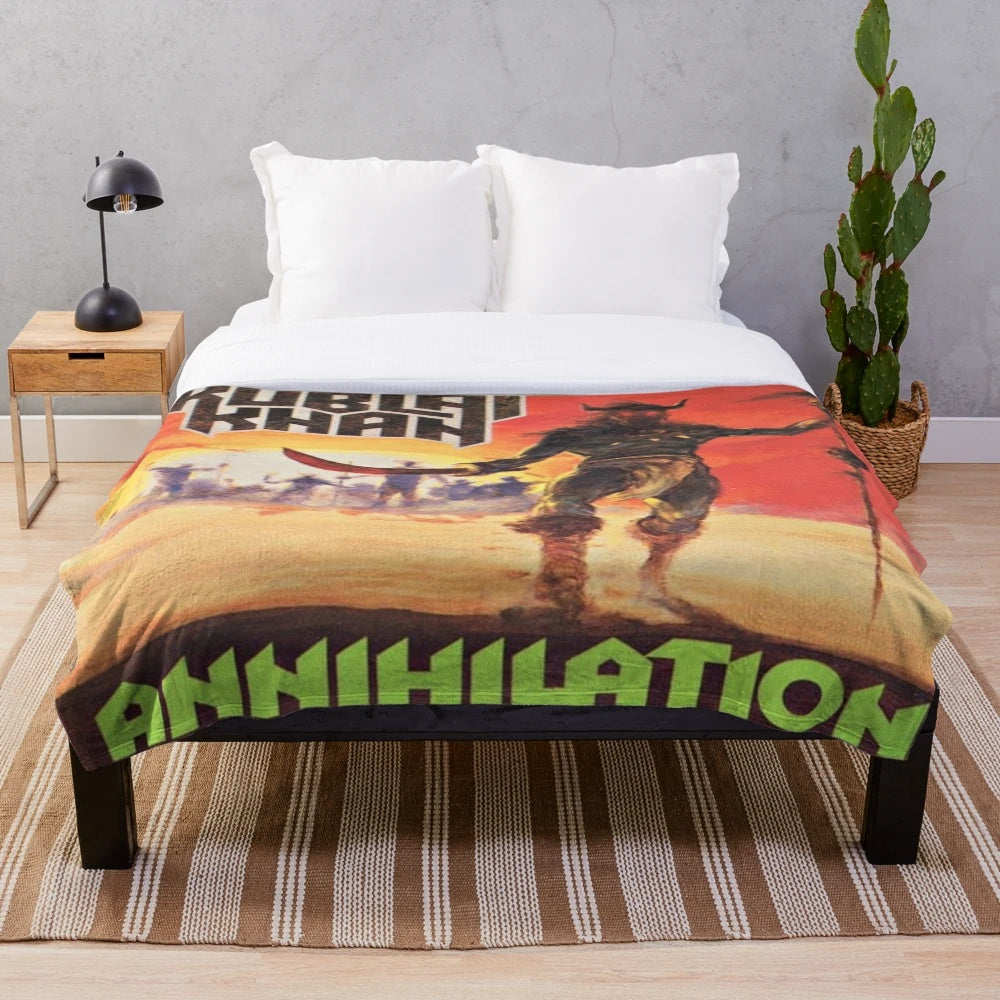Soft and Comfortable Plush Blanket with Kublai Khan TX Inspired Design