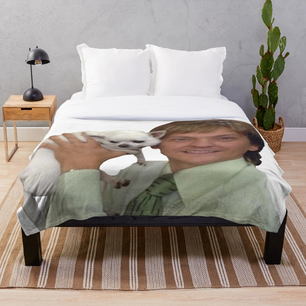 Soft and cuddly plush blanket featuring Mr. G and Celine the dog from the Australian comedy show