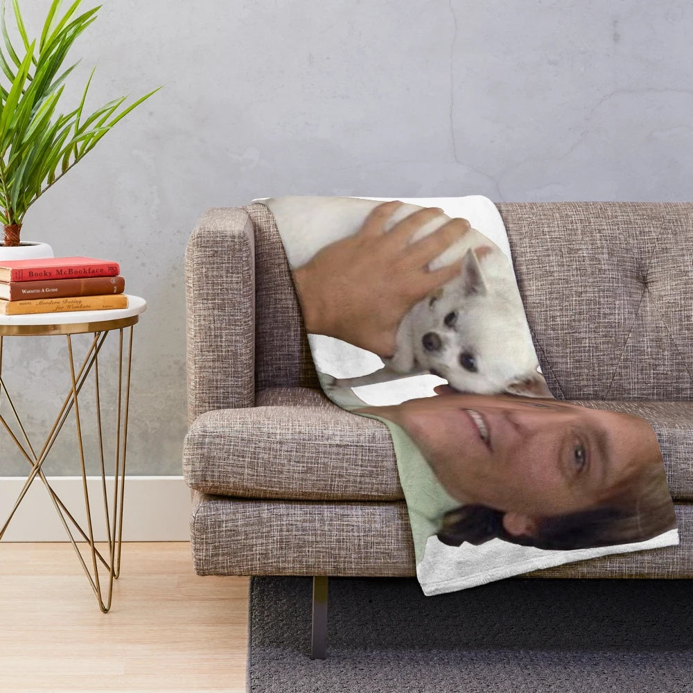 Soft and cuddly plush blanket featuring Mr. G and Celine the dog from the Australian comedy show