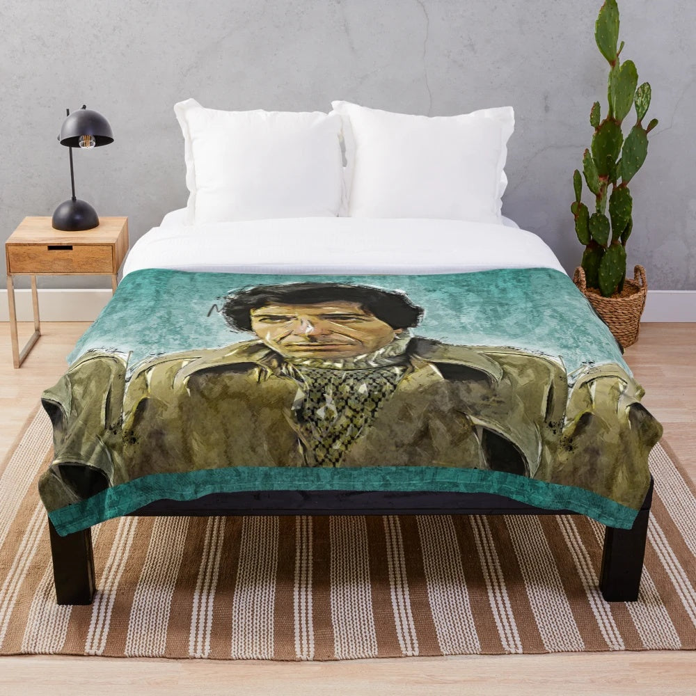 Plush blanket featuring art design inspired by the legendary singer-songwriter Leonard Cohen