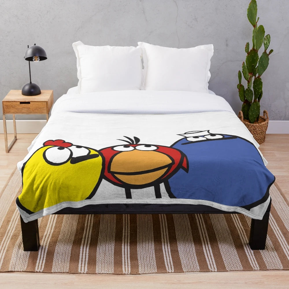 Cozy plush blanket featuring characters from the classic 2000s cartoon Peep and the Big Wide World