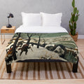Pieter Bruegel the Elder inspired plush blanket featuring a winter landscape scene