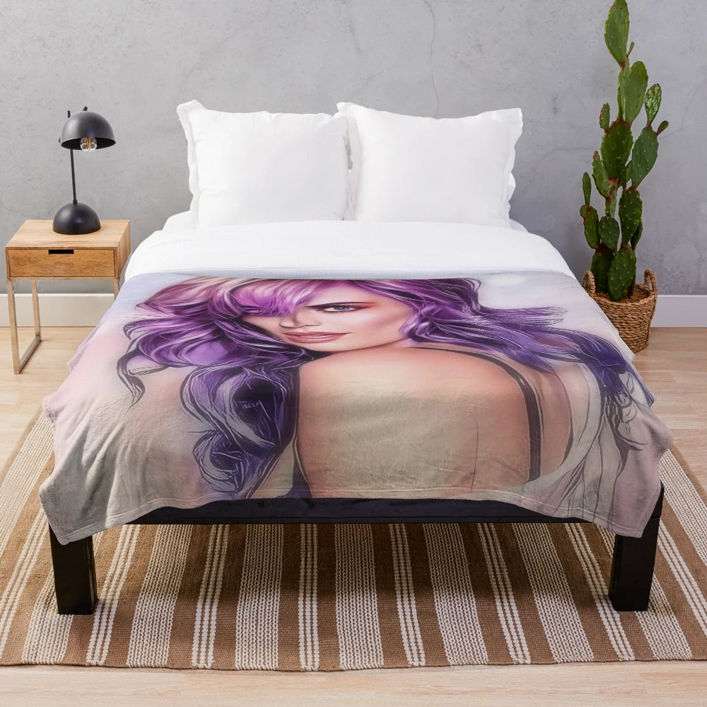 Plush blanket featuring Stana Katic, the actress from popular TV series