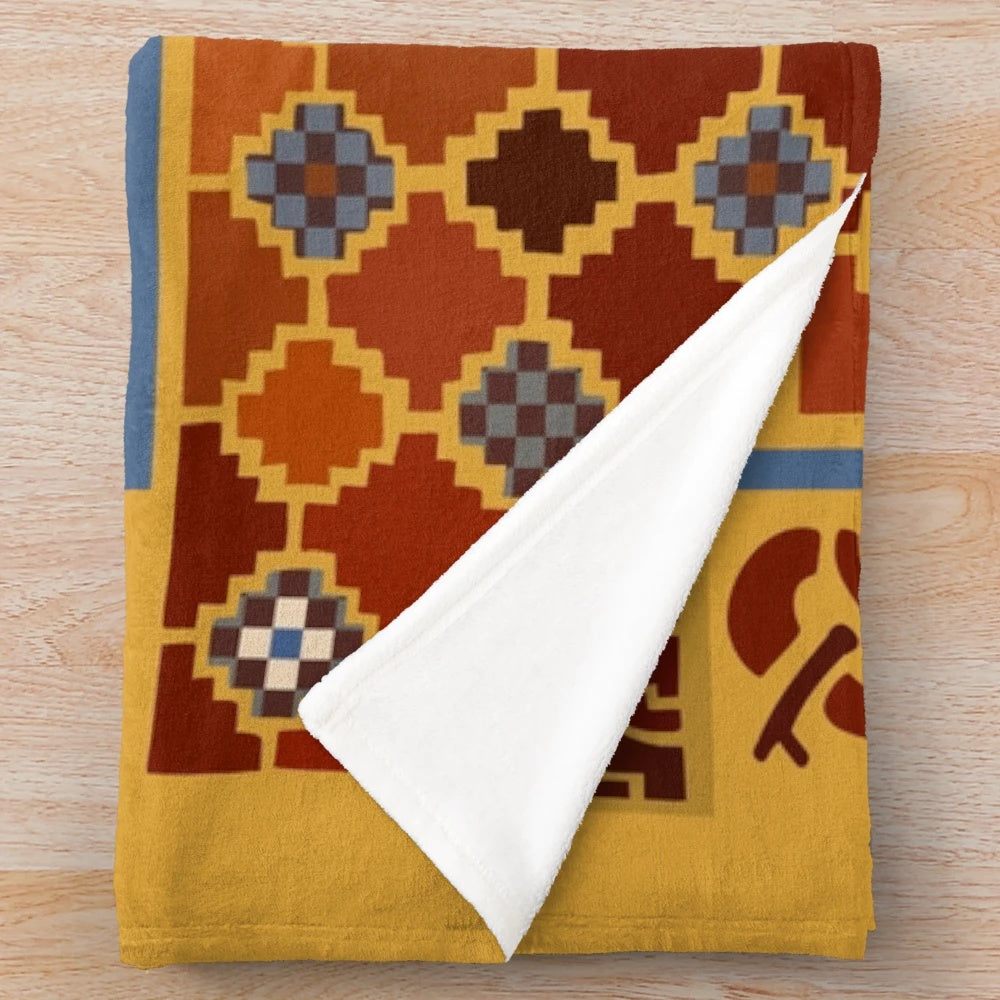 Plush blanket with eagle design inspired by the Sutton Hoo archaeological site