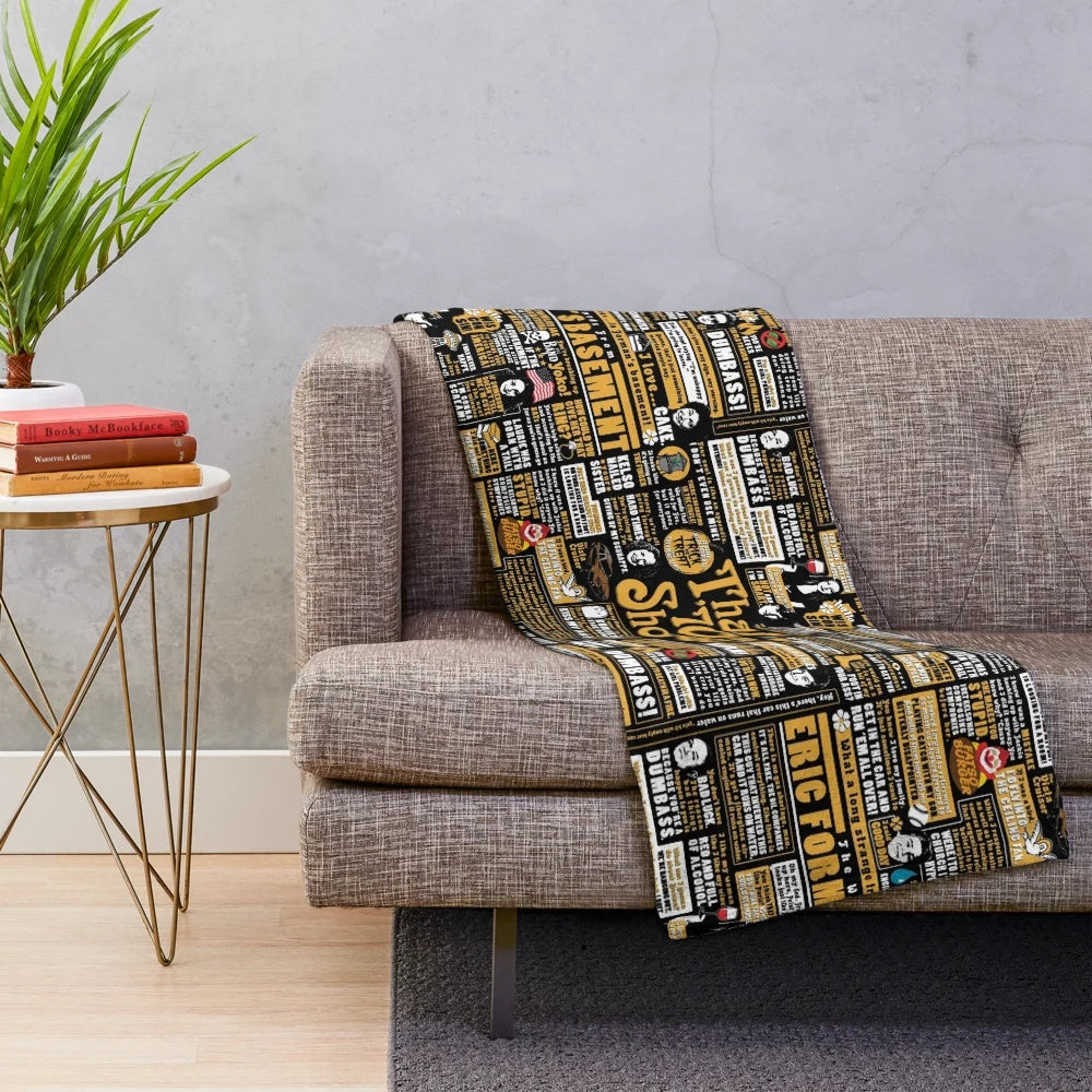 Plush blanket featuring the iconic characters and setting of the classic sitcom That '70s Show