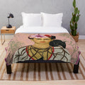 Frida Kahlo inspired plush blanket with floral design