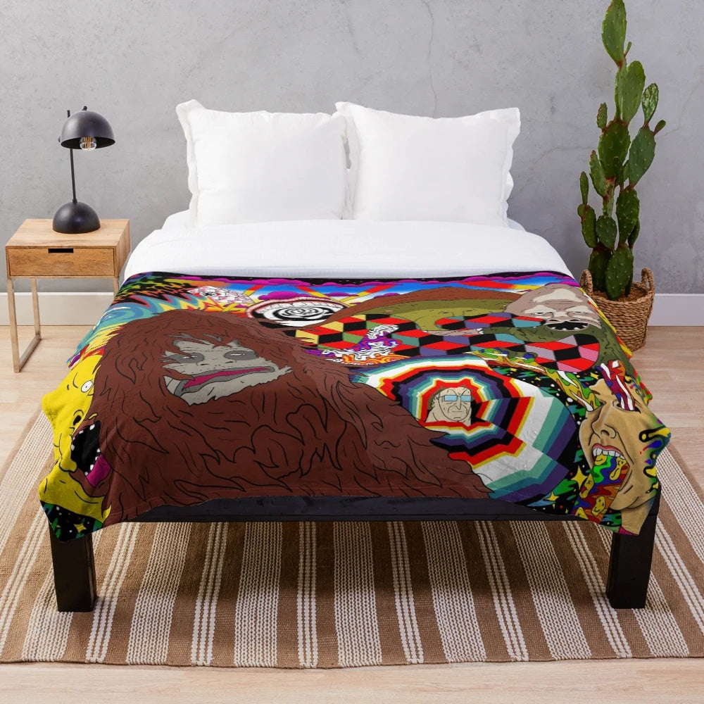 The Big Lez Show inspired plush blanket with trippy, sassy sasquatch design