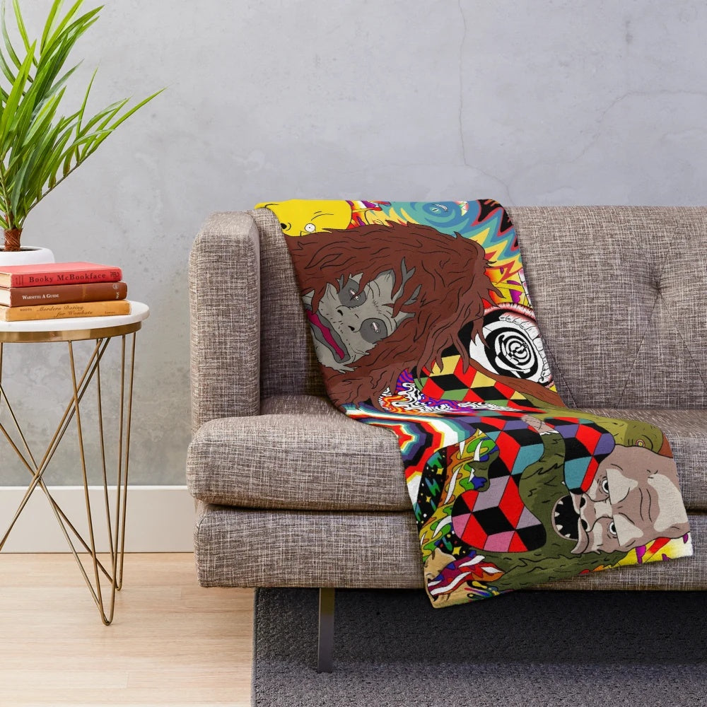 The Big Lez Show inspired plush blanket with trippy, sassy sasquatch design