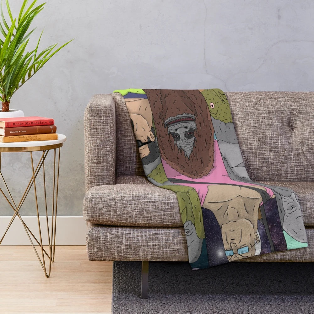 A cozy and soft plush blanket inspired by the characters and themes of The Big Lez Show