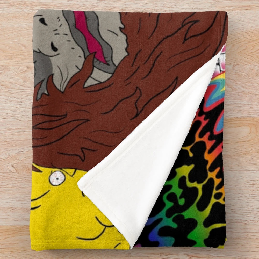 The Big Lez Show inspired plush blanket with trippy, sassy sasquatch design