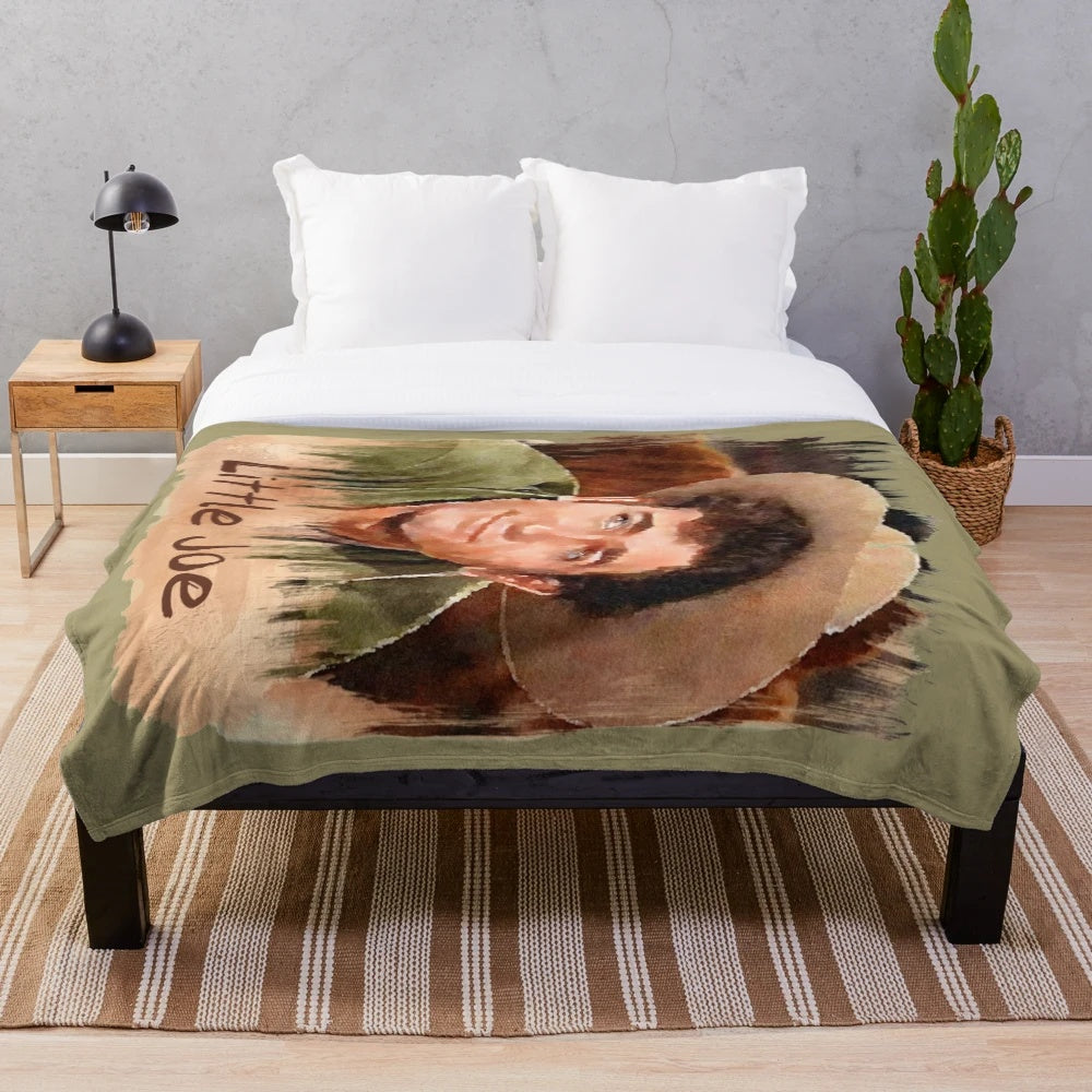 Plush blanket featuring the character Little Joe from the classic TV series Bonanza