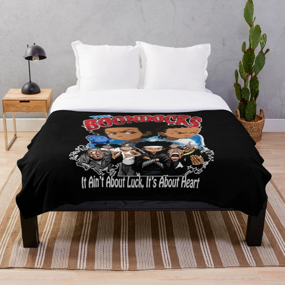 Plush blanket featuring characters from the popular TV series The Boondocks