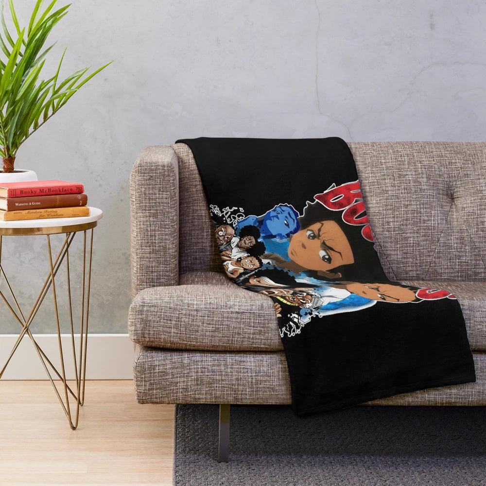 Plush blanket featuring characters from the popular TV series The Boondocks